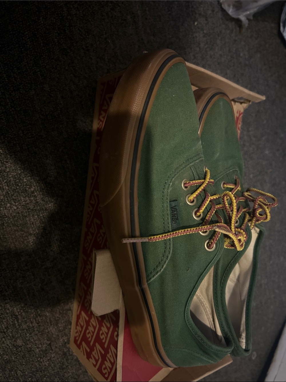 Vans Green Canvas Low-Top Sneakers with Gum Outsole